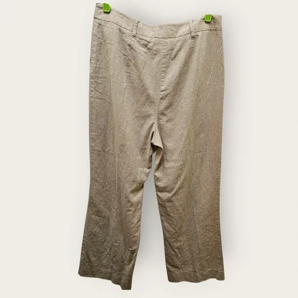 Evan Picone Petite Beige Linen Blend Wide Leg Trousers Size 12P - Picture 2 of 8